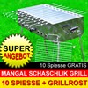 Mangal Mega Edelstahl Schaschlik Grill + 10 Spiesse - SET