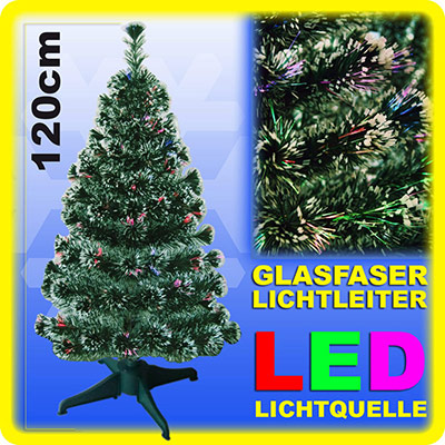 Weihnachtsbaum 120cm - LED mit farbwechselnden Glasfaser Künstlicher Tannenbaum