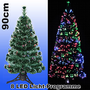 LED Weihnachtsbaum 90cm mit 8. Programmen - farbwechselnden Glasfaser Künstlicher Tannenbaum
