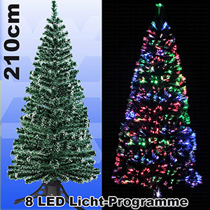 LED Weihnachtsbaum 210cm mit 8. Programmen - farbwechselnden Glasfaser Künstlicher Tannenbaum