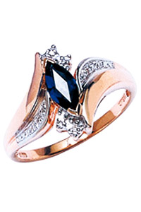 Damenring, Saphir, Diamant 0,015 Karat